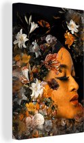 Peintures Fleurs - Femme - Couleurs - 40x60 cm - Décoration murale