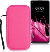 kwmobile telefoontasje universeel geschikt voor XL - 6,7/6,8" smartphones - 17,2 x 8,4 cm - Hoesje met rits en polslusje -In neon roze -