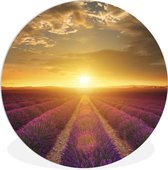 WallCircle - Wandcirkel ⌀ 90 - Frankrijk - Zon - Lavendel - Ronde schilderijen woonkamer - Wandbord rond - Muurdecoratie cirkel - Kamer decoratie binnen - Wanddecoratie muurcirkel - Woonaccessoires