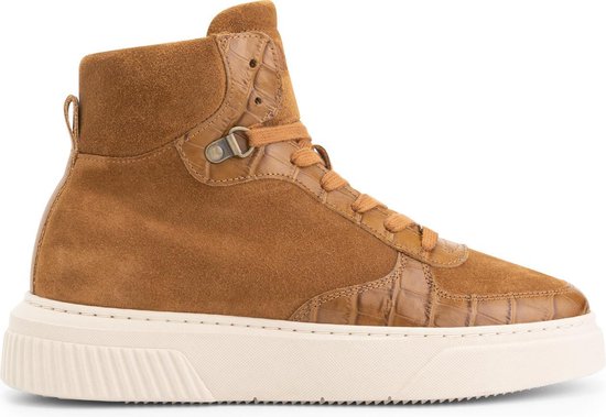 NoGRZ K.Cutter Leren hoge damessneakers - Cognac Bruin Leer - Maat 37