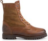 Travelin' Kids Enkellaars Ask - Veterboots met rits - Wol gevoerde Kinderschoenen - Cognac Bruin Leer  - Maat 35