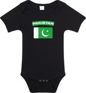 Pakistan baby rompertje met vlag zwart jongens en meisjes - Kraamcadeau - Babykleding - Pakistan landen romper 80 (9-12 maanden)