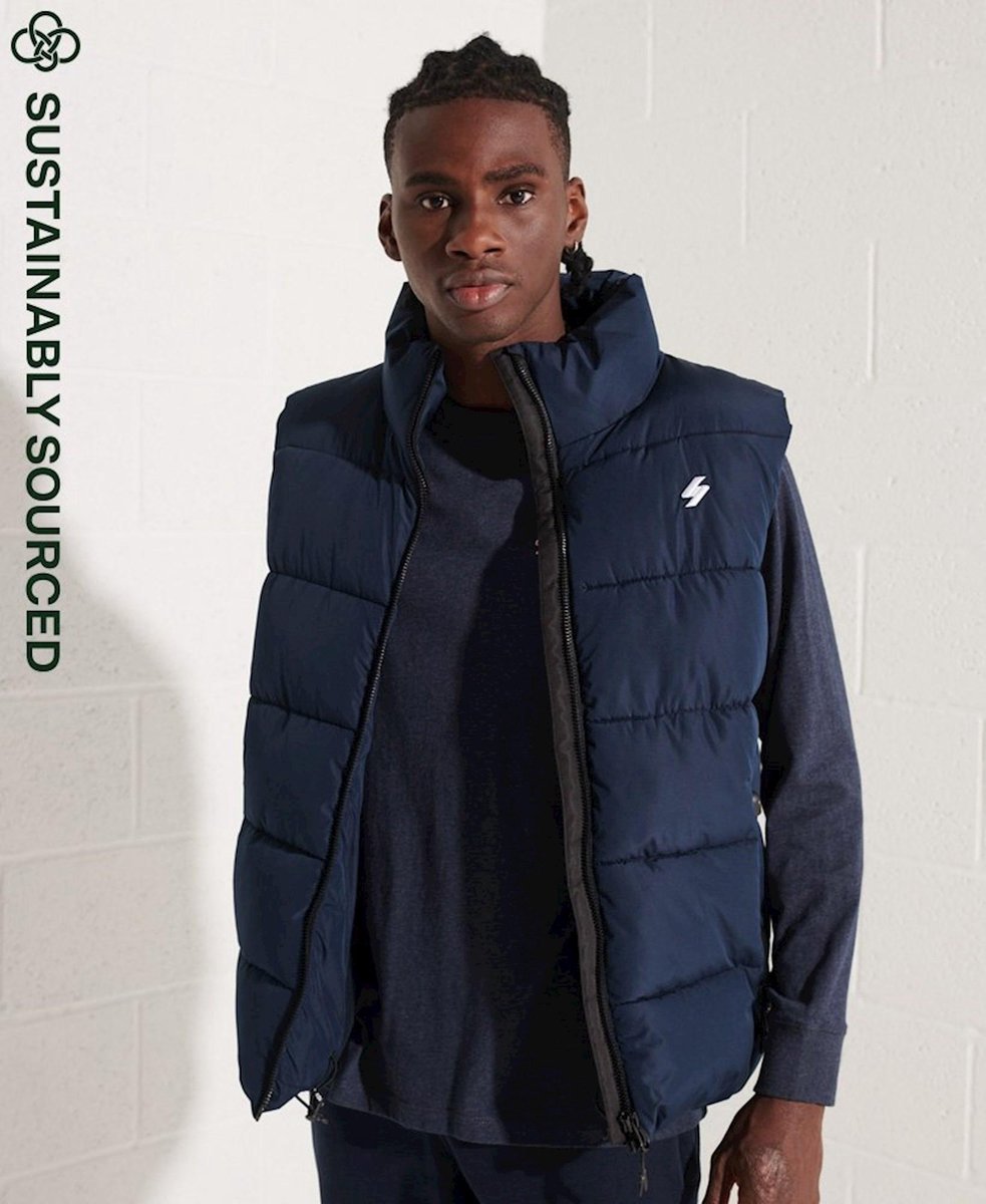 Superdry Heren Superdry Herens Puffer Gilet Marineblauw