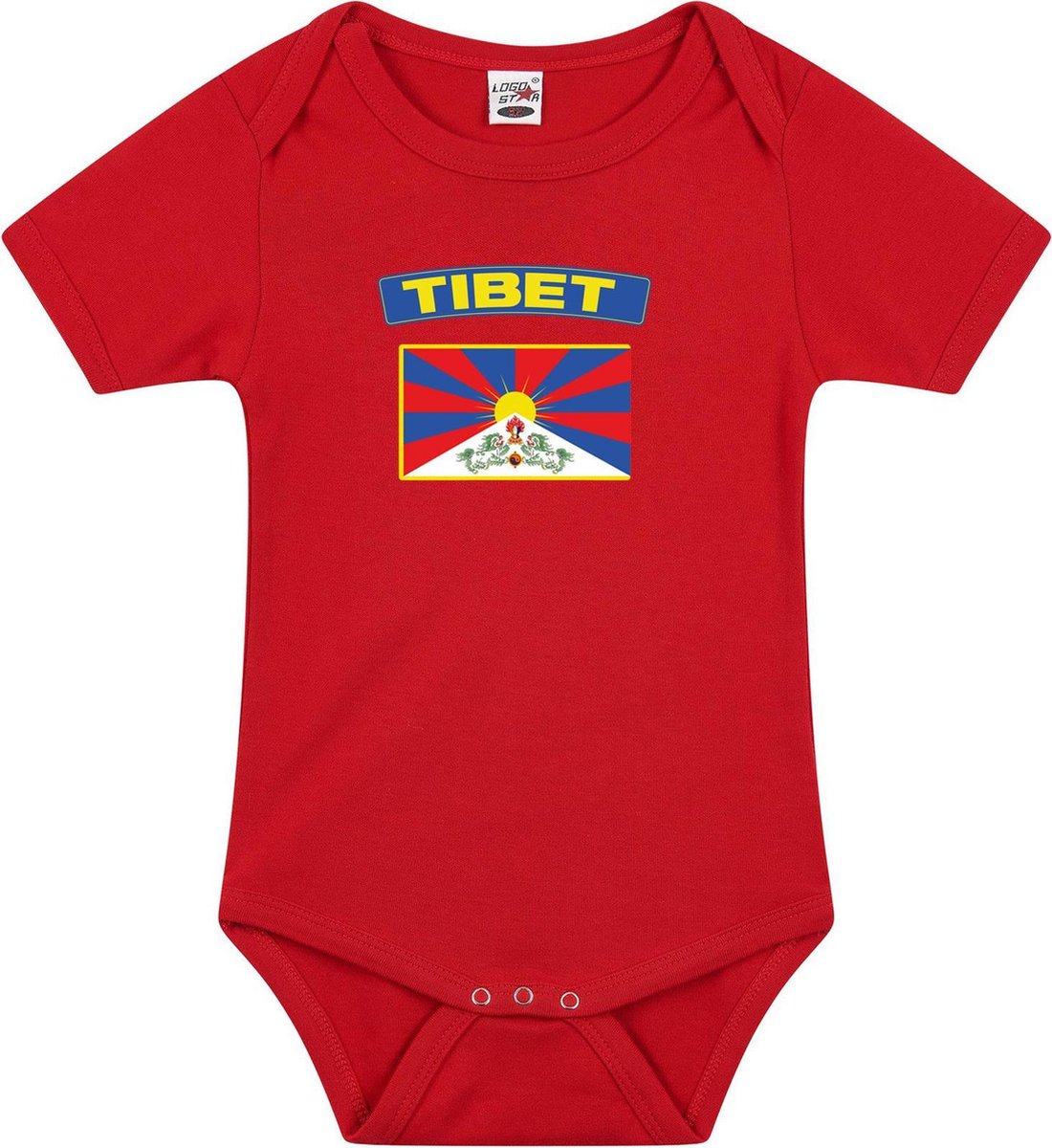Tibet baby rompertje met vlag rood jongens en meisjes - Kraamcadeau - Babykleding - Tibet landen romper 68