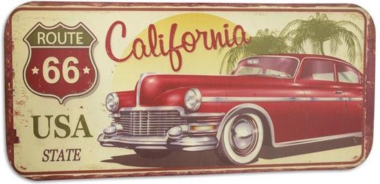 Décoration murale - Route 66 Roadtrip - California Classic car - 100 x 46 cm