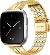 Stalen Smartwatch bandje - Geschikt voor Fitbit Versa / Versa 2 roestvrij stalen bandje - goud - Strap-it Horlogeband / Polsband / Armband