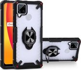 Matte TPU + PC magnetische schokbestendige hoes met ringhouder voor OPPO Realme C15 (zwart)