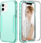 3 in 1 doorschijnende kleur schokbestendige pc + TPU-beschermhoes voor iPhone 13 mini (mintgroen)