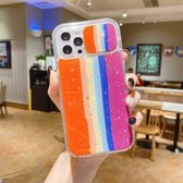 Sliding Camera Cover Design Rainbow Epoxy TPU + PC Shockproof Case voor iPhone 13 Pro Max (Regenboogpatroon 1)