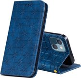 Lucky Flowers Embossing Pattern Magnetische horizontale flip lederen hoes met houder en kaartsleuven voor iPhone 13 (donkerblauw)
