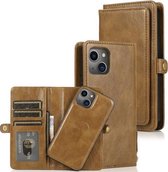 Sterke magnetische afneembare horizontale flip lederen hoes met kaartsleuven en portemonnee voor iPhone 13 Pro (bruin)