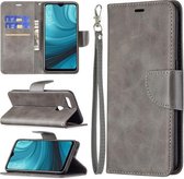 Voor OPPO A7 Retro Lamsvacht Textuur Pure Kleur Horizontale Flip PU Lederen Case met Houder & Kaartsleuven & Portemonnee & Lanyard (Grijs)