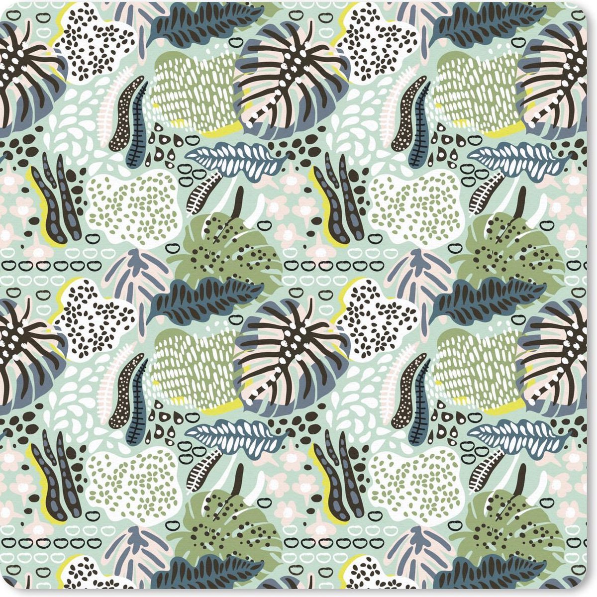 Muismat 20x20 cm - Mousepad Jungle - Bladeren - Vormen - Muismatten