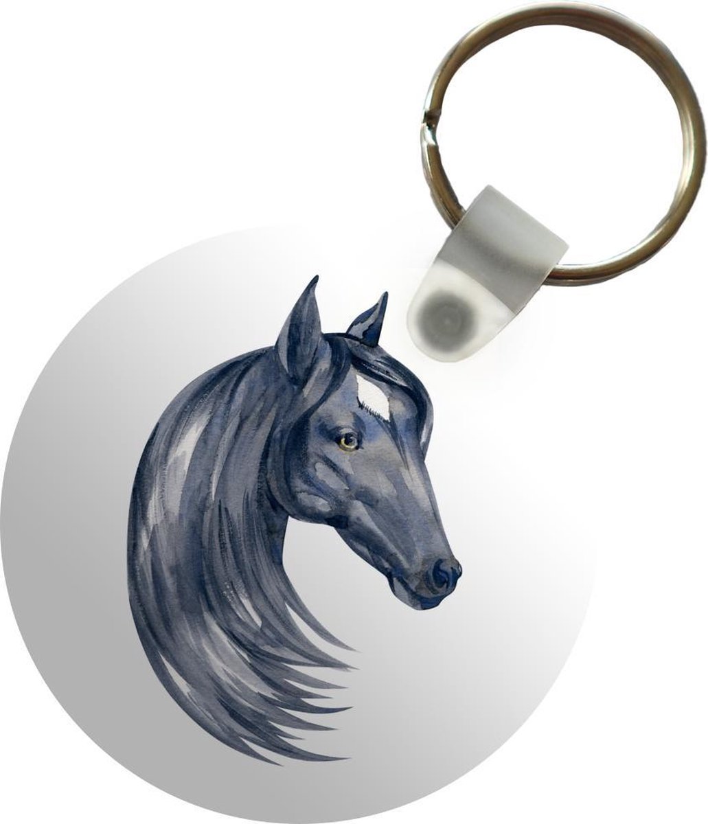 Sleutelhanger - Paard - Waterverf - Hoofd - Meisjes - Kinderen - Meiden - Plastic - Rond - Uitdeelcadeautjes