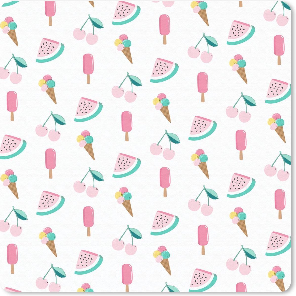 Muismat 20x20 cm - Mousepad Zomer - Patroon - Pastel - Muismatten