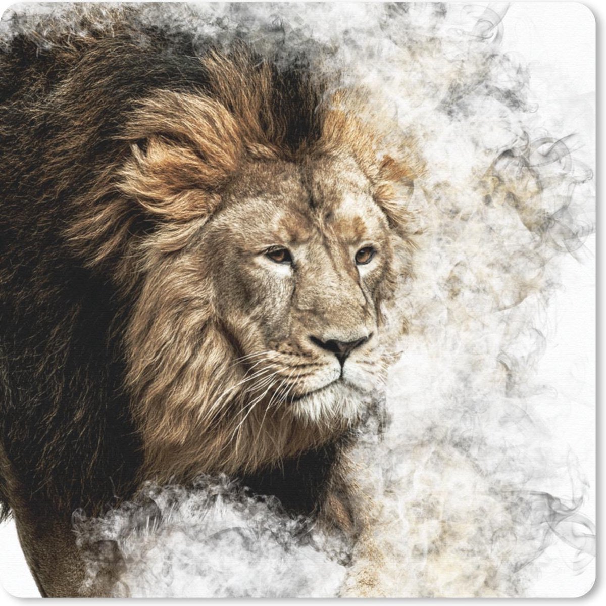 Muismat 20x20 cm - Mousepad Leeuw - Rook - Dieren - Muismatten