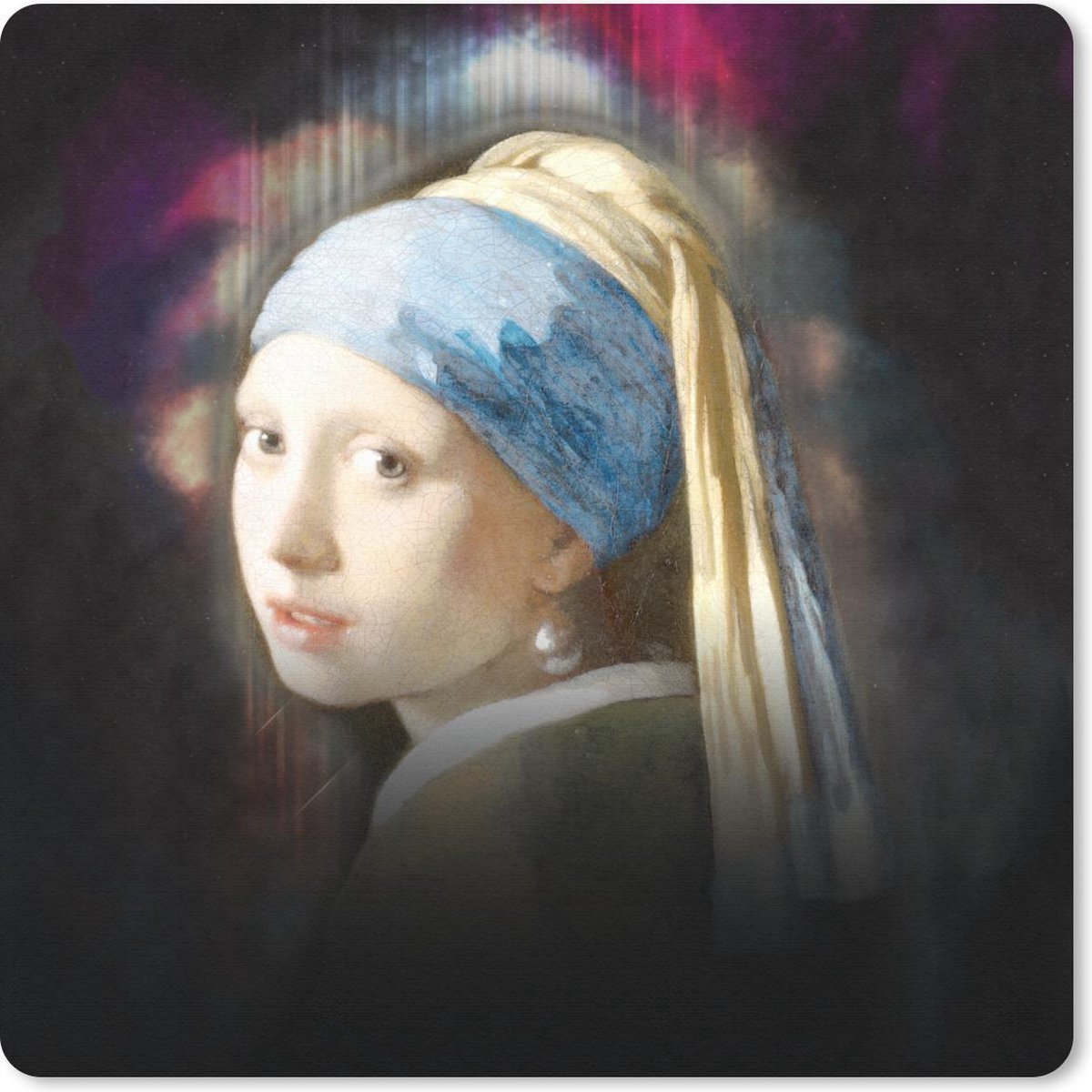 Muismat 30x30 cm - Mousepad Het meisje met de parel - Vermeer - Kunst - Muismatten