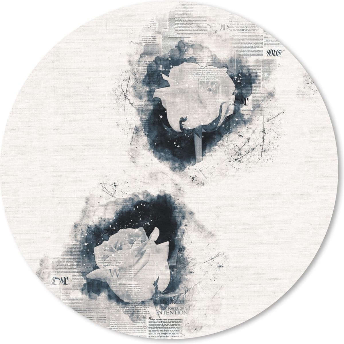 Muismat rond 20x20 cm - Mousepad Rozen - Bloemen - Rook - Krant - Ronde muismatten