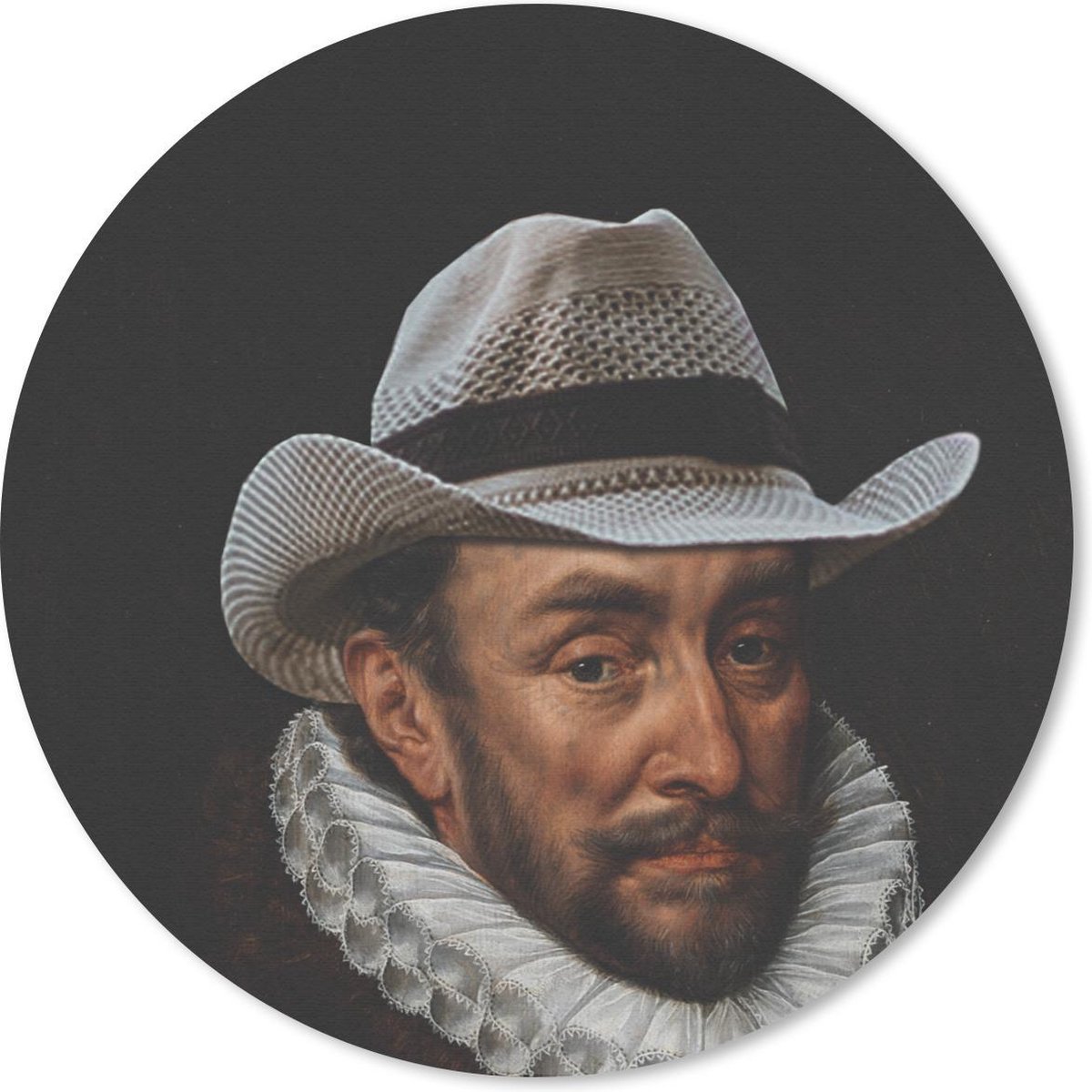 Muismat rond 30x30 cm - Mousepad Willem van Oranje - Kunst - Hoed - Ronde muismatten