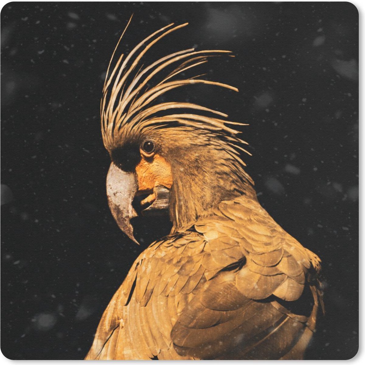Muismat 30x30 cm - Mousepad Kaketoe - Goud - Zwart - Muismatten
