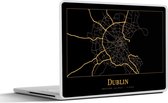 Laptop sticker - 15.6 inch - Kaart - Dublin - Goud - Zwart - 36x27,5cm - Laptopstickers - Laptop skin - Cover
