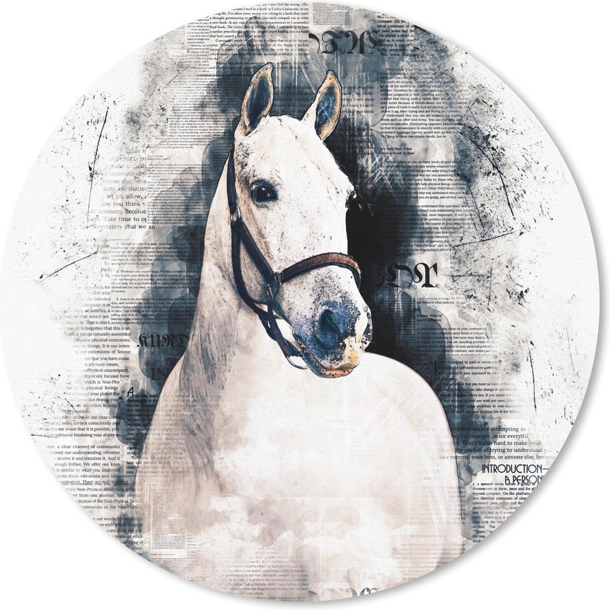 Muismat rond 20x20 cm - Mousepad Paard - Hoofdstel - Krant - Meisjes - Kinderen - Meiden - Ronde muismatten