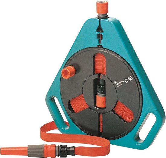 GARDENA Classic roll-fix Slanghouder - Platte slang 15 m - met cassette