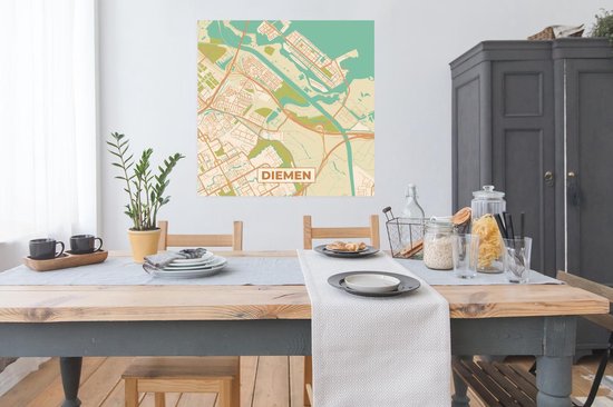 Affiche Carte - Diemen - Vintage - 100x100 cm XXL