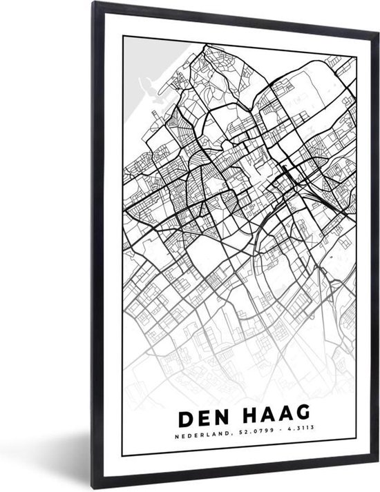 Poster Kaart - Den Haag - Zwart - Wit