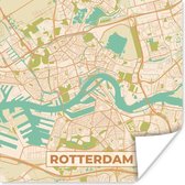Poster Stadskaart - Rotterdam - Vintage - 75x75 cm - Plattegrond