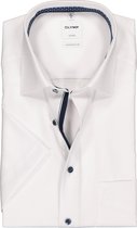 OLYMP Luxor comfort fit overhemd - korte mouw - wit structuur (contrast) - Strijkvrij - Boordmaat: 44