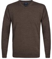 Profuomo Originale slim fit trui wol - heren pullover V-hals - bruin -  Maat: L