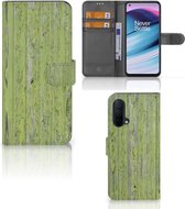 Wallet Book Case OnePlus Nord CE 5G Telefoon Hoesje Green Wood
