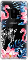 Samsung Galaxy S9 Telefoonhoesje - Transparant Siliconenhoesje - Flexibel - Met Dierenprint - Zebra & Flamingo