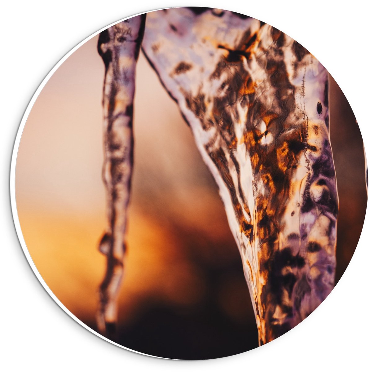 KuijsFotoprint Schilderij - Vallend Water Met Gloed - Zwart, Wit En Oranje - 20 X 20 Cm