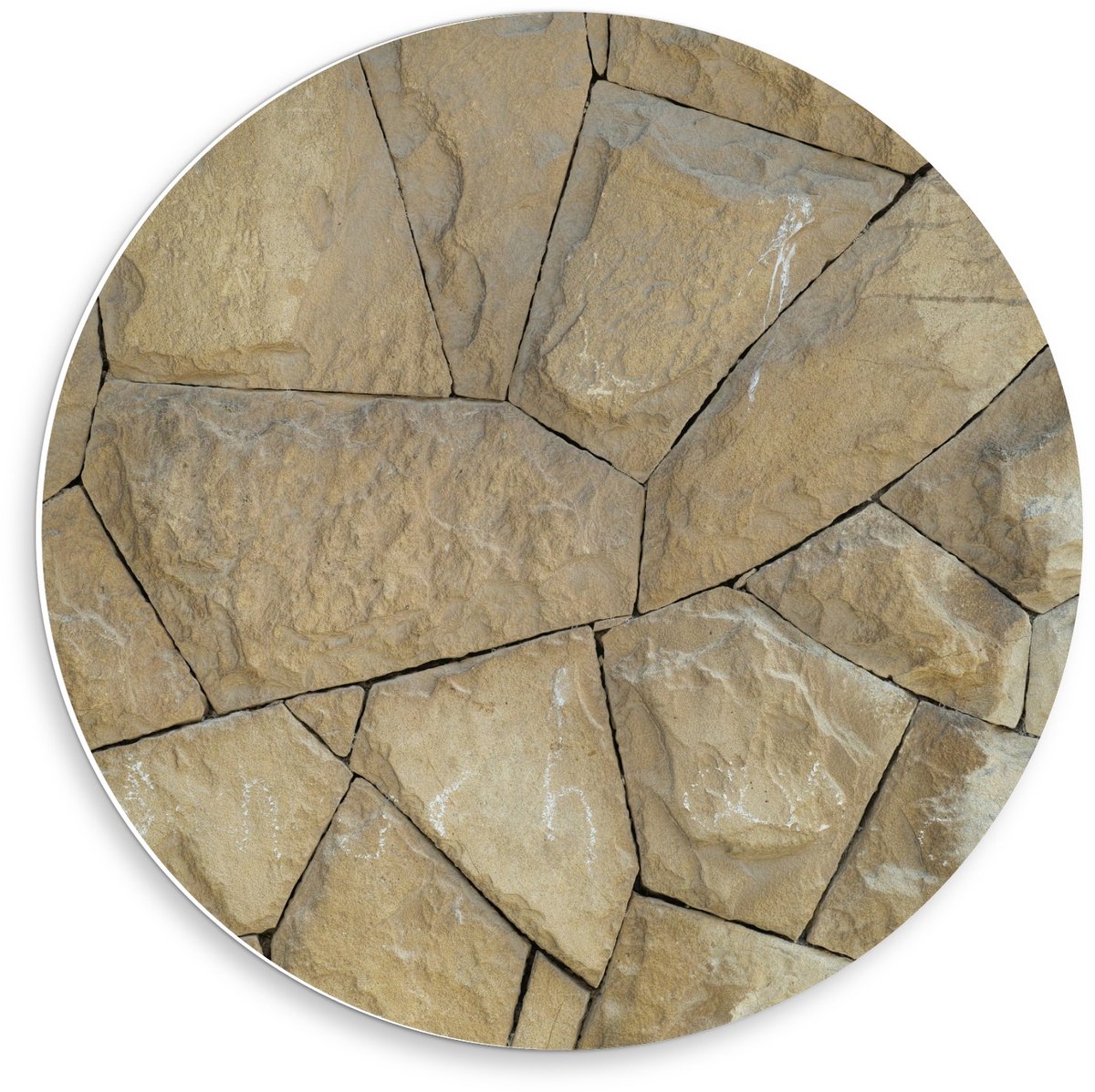 KuijsFotoprint Forex Wandcirkel - Grijs Bruine Stenen - 50x50cm Foto op Wandcirkel (met ophangsysteem)