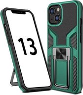 Armor 2 in 1 pc + TPU magnetische schokbestendige hoes met opvouwbare houder voor iPhone 13 (groen)