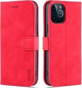 AZNS Skin Feel Calf Texture Horizontal Flip Leather Case met kaartsleuven & houder & portemonnee voor iPhone 12 Pro Max (rood)