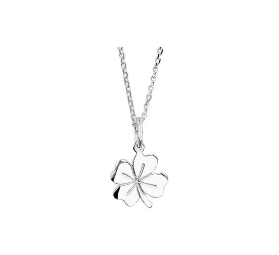 YO&NO - Ketting - Zilver - Anker - Klaver - 1,3mm - 41 + 4cm - Sieraden vrouw - Gerhodineerd - Zilver 925