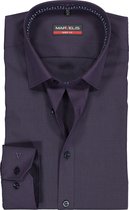 MARVELIS body fit overhemd - paars met zwart super mini pied de poule (contrast) - Strijkvrij - Boordmaat: 41