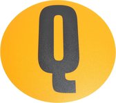 Magazijn vloersticker   -  Ø 19 cm   -  geel / zwart   -  Letter Q