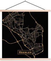 Porte-affiche avec affiche - Affiche scolaire - Carte - Heerlen - Or - Zwart - 120x120 cm - Lattes vierges