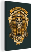 Canvas Schilderij Skelet - Farao - Retro - Egypte - 20x30 cm - Wanddecoratie - Vaderdag cadeau - Geschenk - Cadeautje voor hem - Tip - Mannen