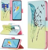 Voor OPPO A54 4G/A55 5G Gekleurd Tekenpatroon Horizontale Flip Lederen Case met Houder & Kaartsleuven & Portemonnee (Veer)