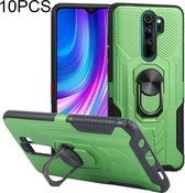 10 PCS Shield Armor PC + TPU-beschermhoes met 360 graden rotatieringhouder voor Xiaomi Redmi Note 8 Pro (groen)