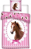 dekbedovertrek Paard 140 x 200 cm roze