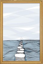 JUNIQE - Poster met houten lijst Something Calm -30x45 /Blauw & Grijs
