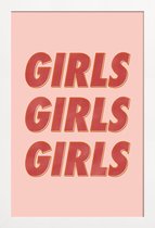 JUNIQE - Poster in houten lijst Girls Red -60x90 /Oranje & Rood