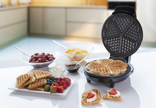 Bestron Wafelijzer - AWM700S - 700W - 5 hartvormige wafels - Anti aanbaklaag - Zilver/Zwart - 5 jaar garantie van Bestron — afbeelding 3