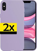 Hoes voor iPhone Xs Hoesje Siliconen - Hoes voor iPhone Xs Case - Hoes voor iPhone Xs Hoes Lila - 2 Stuks